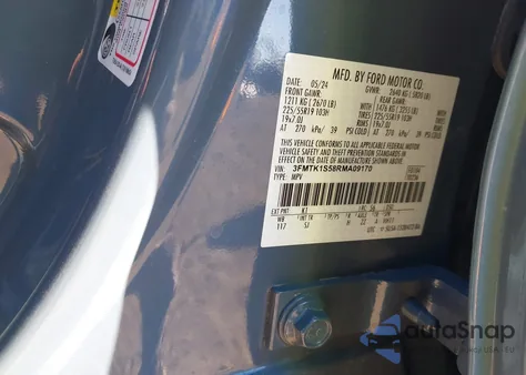 2024 Ford Mustang Mach-E Select from USA, damaged, VIN 3FMTK1S58RMA09170